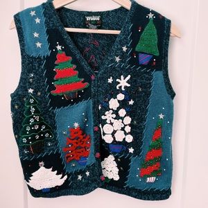 Blue Ugly Christmas Sweater Vest